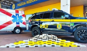 PRF apreende 62 Kg de cocaína em ambulância na BR-262