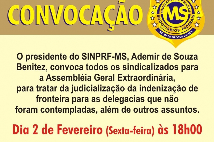 Assembleia Geral Extraordinária - Indenização de Fronteira